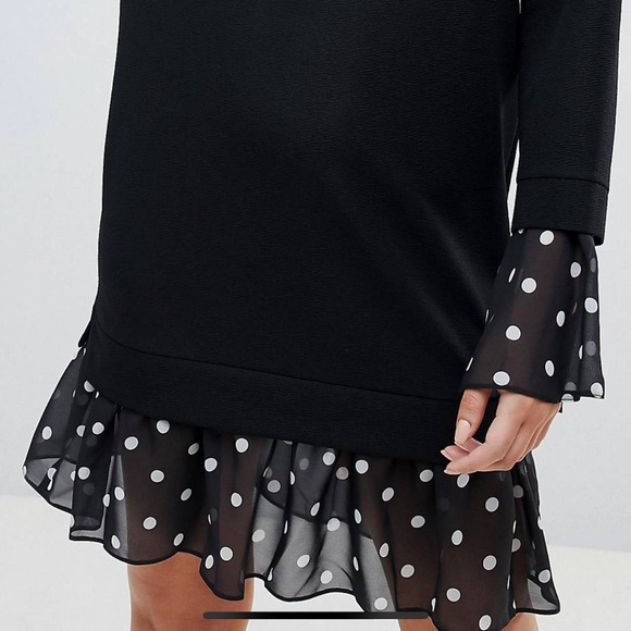 ASOS KNIT POLKA DOT TRIM DRESS - Picture 3 of 3